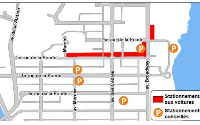 Rappel du retrait temporaire d’une quarantaine d’espaces de stationnements au centre-ville